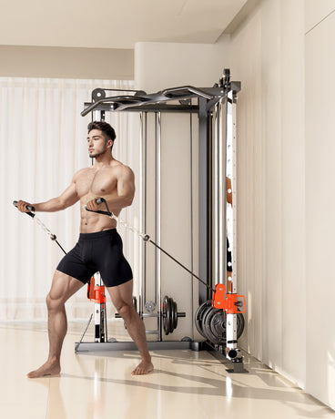 SmartFit C1 Max Multi Functional Cable Crossover Station 130kgs Pin Loaded  Machine + Multi Func Bench+7Ft Olympic Barbell + 100kgs Weights