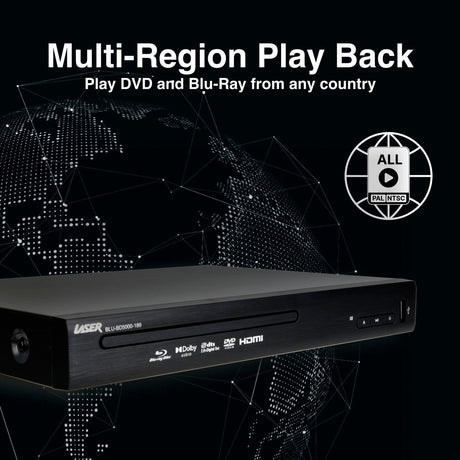 Laser Blu-Ray Player with Multi Region Playback