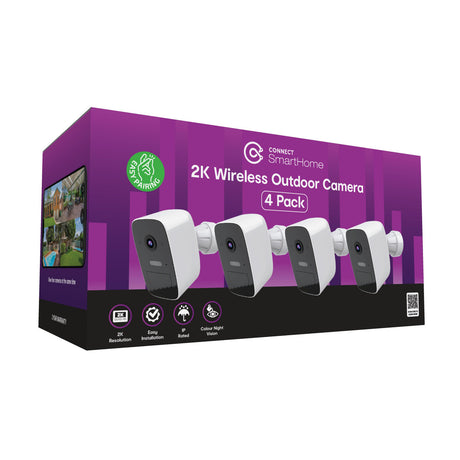 Connect SmartHome Wireless 2K Outdoor Camera 4 Pack