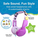 Laser Kids Wired Headphones with Charms Pink