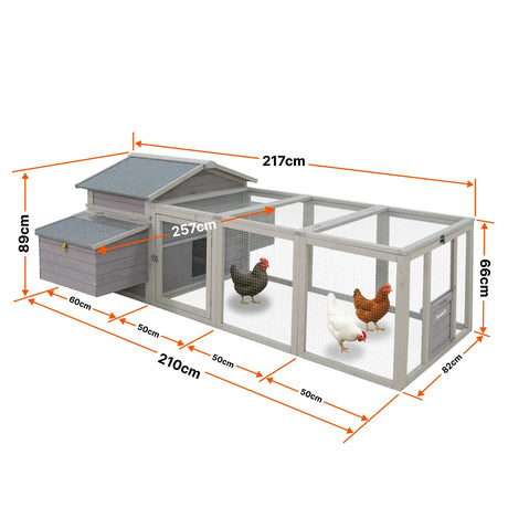Samland Wooden Chicken Coop with Spacious Run – Outdoor Waterproof Hen House for Multiple Chickens