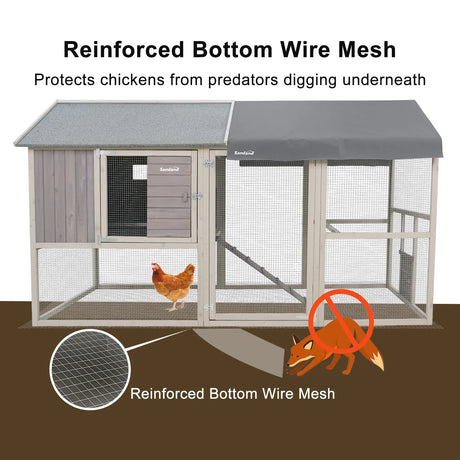 Samland Large Wooden Backyard Chicken Coop with Big Run and Nesting Boxes