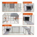 Samland Large Wooden Outdoor Cat House Catio with Platforms, Ramps, Cozy Houses and Weatherproof Roof