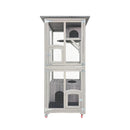 Samland Outdoor Wooden Cat Enclosure Catio with Wheels, Double Cat Houses & Roof