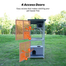Samland Outdoor Wooden Cat Enclosure Catio with Wheels, Double Cat Houses & Roof