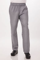 Essential Men's Small Checks XL Baggy Black Chef Pants by Chef Works