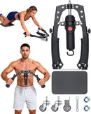 Twister Arm Trainer, 3 in 1 Hydraulic Power Chest Workout Equipment with Ab Roller Wheels and Hooks, Adjustable 22-440lbs Arm Trainer for Men Women, Home Gym Equipment for Full Body Strength Training
