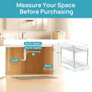 2 Pack Bathroom Organizer, 2 Tier Clear Under Sink Organizers Vanity Countertop Storage Container,Cabinet Drawers Bins, Pull-Out Organization with Track for Pantry, Kitchen