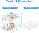 2 Pack Bathroom Organizer, 2 Tier Clear Under Sink Organizers Vanity Countertop Storage Container,Cabinet Drawers Bins, Pull-Out Organization with Track for Pantry, Kitchen