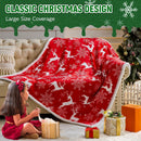 Christmas Throw Blanket, Christmas Decorations Gifts for Women, Sherpa Flannel Fleece Winter Holiday Blanket, Fluffy Cozy Soft Christams Throws for Couch Sofa Bed, Reindeer Stars, 50" X 60"