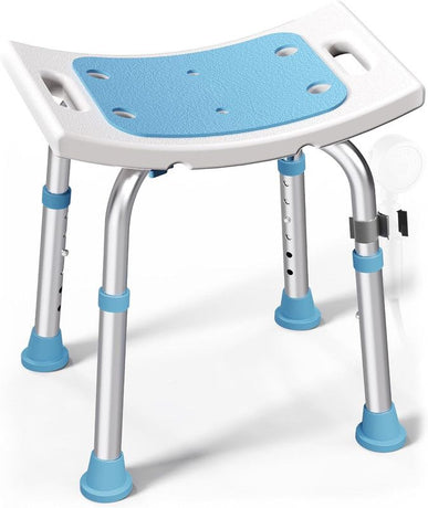Shower Chair for Inside Shower, 400 lbs Adjustable Shower Stool with Suction Feet, Shower Seat for Inside Tub Bathroom Bench Bath Chair for Elderly and Disabled - Light Blue