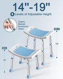 Shower Chair for Inside Shower, 400 lbs Adjustable Shower Stool with Suction Feet, Shower Seat for Inside Tub Bathroom Bench Bath Chair for Elderly and Disabled - Light Blue