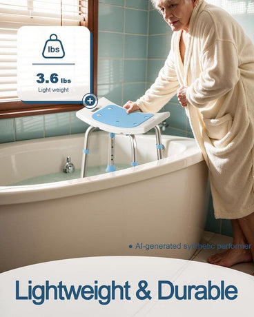 Shower Chair for Inside Shower, 400 lbs Adjustable Shower Stool with Suction Feet, Shower Seat for Inside Tub Bathroom Bench Bath Chair for Elderly and Disabled - Light Blue
