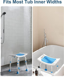 Shower Chair for Inside Shower, 400 lbs Adjustable Shower Stool with Suction Feet, Shower Seat for Inside Tub Bathroom Bench Bath Chair for Elderly and Disabled - Light Blue