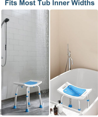 Shower Chair for Inside Shower, 400 lbs Adjustable Shower Stool with Suction Feet, Shower Seat for Inside Tub Bathroom Bench Bath Chair for Elderly and Disabled - Light Blue