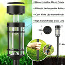 Solar Pathway Lights Outdoor, 8 Pack Metal Glass Solar Lights Outdoor Waterproof Auto On/Off Landscape Path Lighting Garden Decor for Yard Walkway Driveway, Cool White