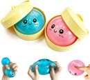 2Pcs Dumpling Squishies Surprise Pack, Glitter Slow Rising Stress Ball, Stretchy Fidget Sensory Toy for Anxiety Stress, Cute Dumpling Squeeze Toy for Adults Teens (Blue+Pink)
