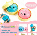 2Pcs Dumpling Squishies Surprise Pack, Glitter Slow Rising Stress Ball, Stretchy Fidget Sensory Toy for Anxiety Stress, Cute Dumpling Squeeze Toy for Adults Teens (Blue+Pink)