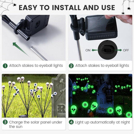 Halloween Decorations Outdoor, Scary Eyeball Lights,4PACKS 32LED,IP65 Waterproof,Halloween Decor for Garden/Yard/Patio/Lawn/Pathway(Green)