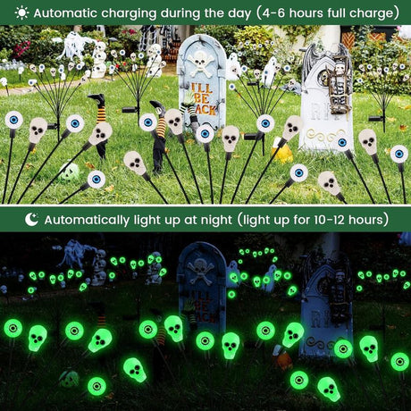 Halloween Decorations Outdoor, Scary Eyeball Lights,4PACKS 32LED,IP65 Waterproof,Halloween Decor for Garden/Yard/Patio/Lawn/Pathway(Green)