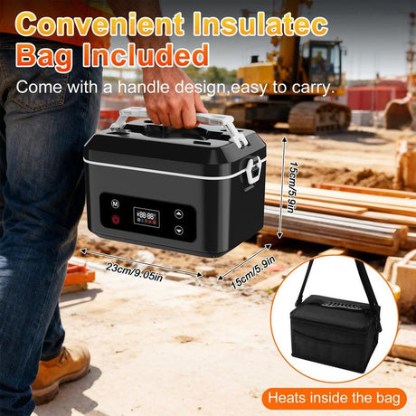 Heated Lunch Box,Electric Lunch Box, Lunch Box Battery Powered, Pro 24000mah,5.5 Cups Portable Food Heater-3D-5 Side Heating-Intelligent Temperature Control,Suitable For Trucks,Offices (Black/White)