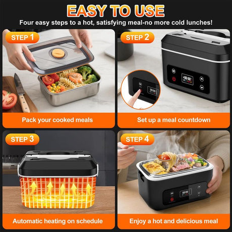 Heated Lunch Box,Electric Lunch Box, Lunch Box Battery Powered, Pro 24000mah,5.5 Cups Portable Food Heater-3D-5 Side Heating-Intelligent Temperature Control,Suitable For Trucks,Offices (Black/White)
