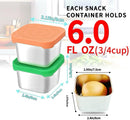 6Pack 6oz Stainless Steel Snack Containers and 2oz Salad Dressing To Go Containers with Silicone Lids, Reusable Square Meal Prep Condiment Sauce Containers Lunch Box
