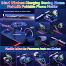 Wireless Charging Mouse Pad 15W RGB Gaming Mousepad Waterproof Desk Mat with Phone Holder 35.4''x11.8'' Extra Large Desk Pad Non-Slip Base Computer Keyboard Mat for PC Laptop, Blue