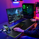 Wireless Charging Mouse Pad 15W RGB Gaming Mousepad Waterproof Desk Mat with Phone Holder 35.4''x11.8'' Extra Large Desk Pad Non-Slip Base Computer Keyboard Mat for PC Laptop, White