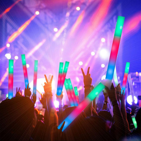 16PCS Foam Glow Sticks, Foam Light Up Sticks with 3 Modes Colorful Flashing, Glow Stick Bulk Party Pack, Glow in Dark Party Supplies, LED Foam Sticks Bulk for Wedding, Raves, Concert, Halloween