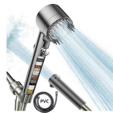 High Pressure Filtered Shower Head - 3 Spray Modes Shower head with Handheld, Detachable Showerhead with 5 Replaceable Water Softener Filters for Hard Water | Shower with 75