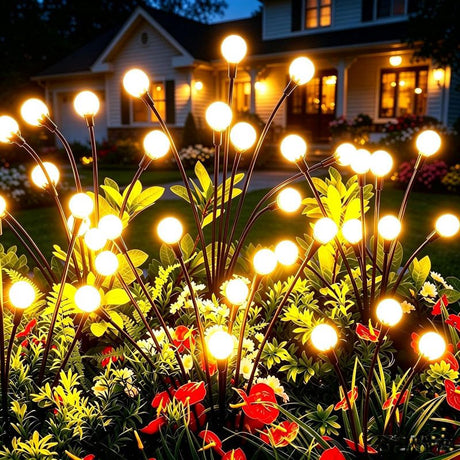 Solar Lights Outdoor Waterproof 4 Pack of 32 LEDs Garden Patio Firefly Decoration Unique Gifts Women Grandparents