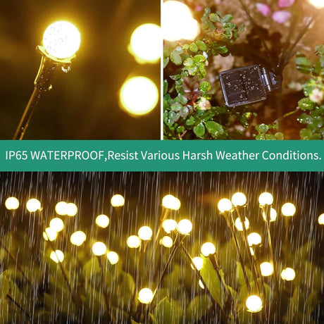 Solar Lights Outdoor Waterproof 4 Pack of 32 LEDs Garden Patio Firefly Decoration Unique Gifts Women Grandparents