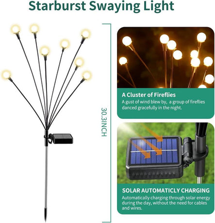 Solar Lights Outdoor Waterproof 4 Pack of 32 LEDs Garden Patio Firefly Decoration Unique Gifts Women Grandparents