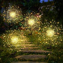 Garden Decor Outdoor Lights 120LED 4Pack, Solar Garden Lights Outside Fairy Firework Decorative,Solar Powered for Yard Pathway Flowerbed Planter Balcony Patio 4th of July Decor (Warm White
