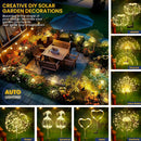 Garden Decor Outdoor Lights 120LED 4Pack, Solar Garden Lights Outside Fairy Firework Decorative,Solar Powered for Yard Pathway Flowerbed Planter Balcony Patio 4th of July Decor (Warm White