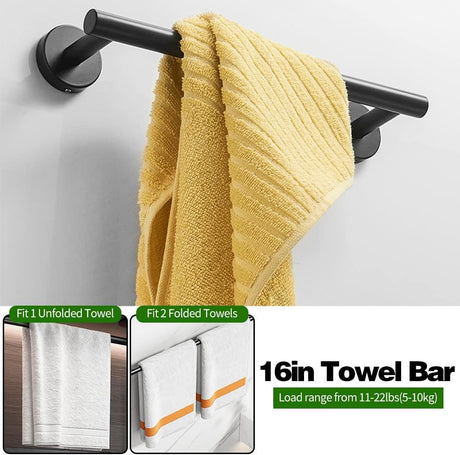 10pcs Matte Black Bathroom Hardware Set, Including 2pcs 24in Retractable Hand Single Towel Bar with 2pcs Toilet Paper Holders, 2pcs Towel Rings 4pcs Multifunctional Robe Hooks