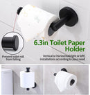 5pcs Bathroom Hardware Set, Matte Black Bathroom Hardware Set, Including 16" Hand Towel Bars, Toilet Paper Holders, Towel Rings, Robe Towel Hooks