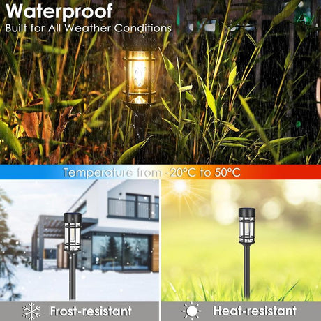 Solar Pathway Lights, 8 Pack LED Solar Lights Outdoor Waterproof, Glass Metal Garden Lighting for Yard Path Landscape Lawn Walkway Driveway, 3000K