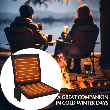 Portable Heated Seat Cushion Foldable Heating Pad 3-Mode Adjustable USB-Powered - Black - Size 45cm