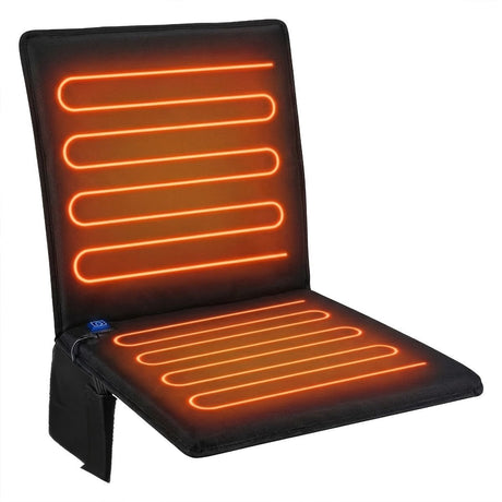 Portable Heated Seat Cushion Foldable Heating Pad 3-Mode Adjustable USB-Powered - Black - Size 45cm