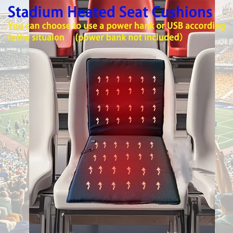 Portable Heated Seat Cushion Foldable Heating Pad 3-Mode Adjustable USB-Powered - Black - Size 45cm