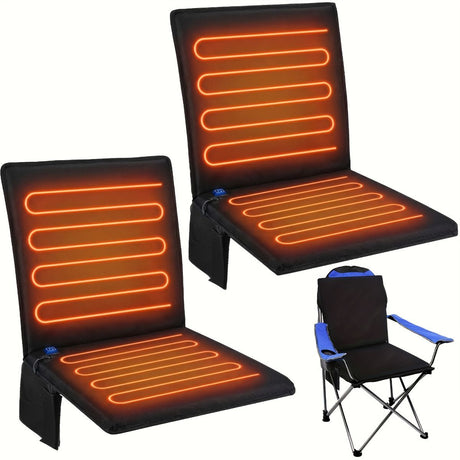 Portable Heated Seat Cushion Foldable Heating Pad 3-Mode Adjustable USB-Powered - Black - Size 45cm
