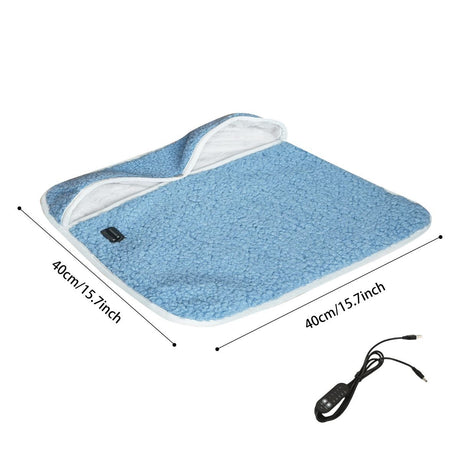 USB Heated Foot Warmer Sheep Fleece Foot Warmer Rabbit Fleece Foot Warmer Sofa - Blue - Size 40cm