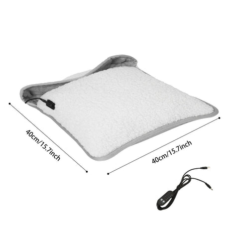 USB Heated Foot Warmer Sheep Fleece Foot Warmer Rabbit Fleece Foot Warmer Sofa - Blue - Size 40cm