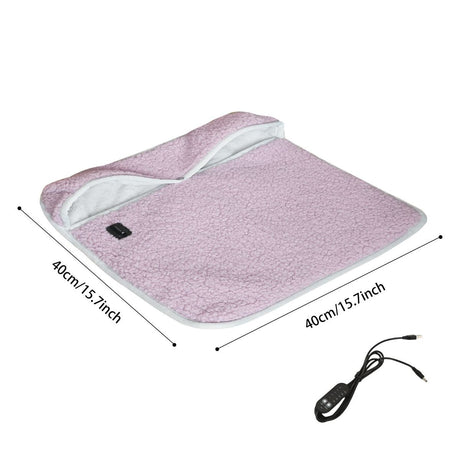 USB Heated Foot Warmer Sheep Fleece Foot Warmer Rabbit Fleece Foot Warmer Sofa - Blue - Size 40cm