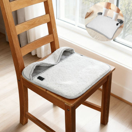 USB Heated Foot Warmer Sheep Fleece Foot Warmer Rabbit Fleece Foot Warmer Sofa - Blue - Size 40cm