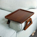 Red Folding Side Table for Sofa with Wooden Finish