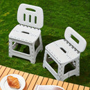 folding plastic stool, stool with backrest, portable stool, durable stool, comfortable seating, extra seating, step stool, camping stool, Australian home, space-saving furniture