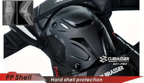 knee protector, KO1-PRO, motorcycling knee protection, high-impact sports knee gear, durable knee guard, comfortable knee protection, off-road knee pads, Australian knee brace -BLACK